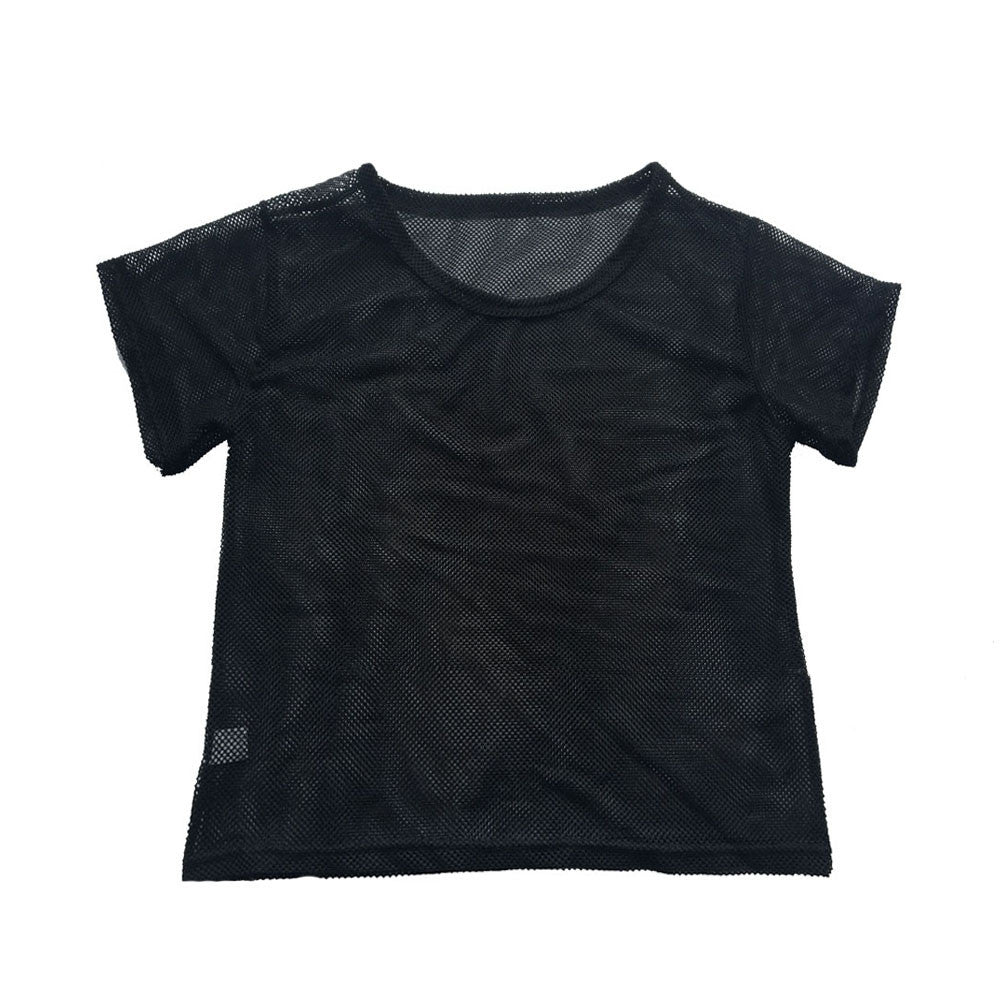 T shirt Women Black Mesh Cover Up Sporting Meshed