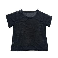 T shirt Women Black Mesh Cover Up Sporting Meshed