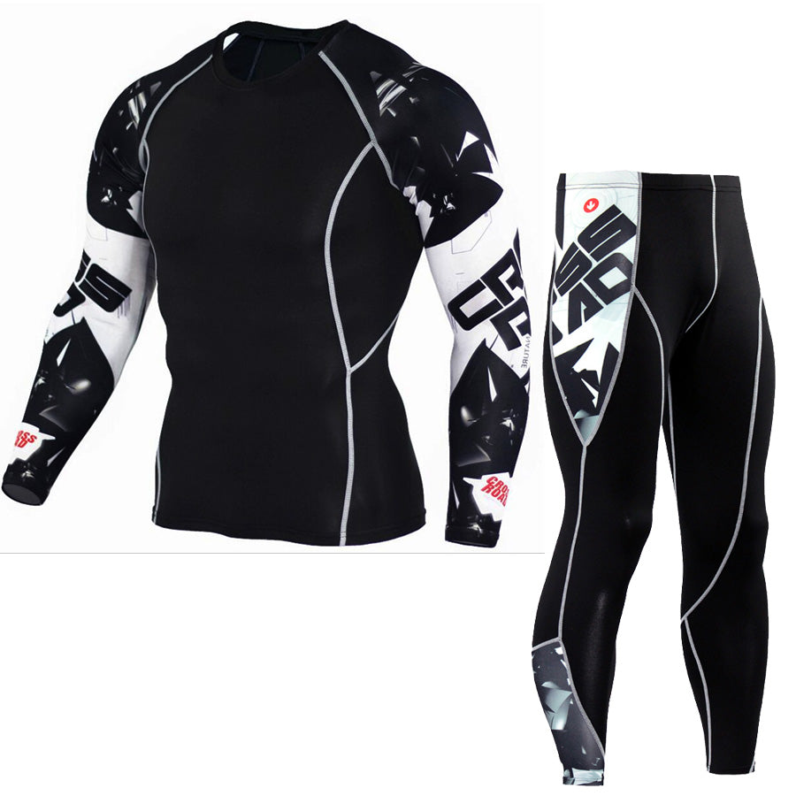 T-Shirt Men 3D Printed MMA Crossfit Muscle Shirt Leggings Base Layer Tight Tops