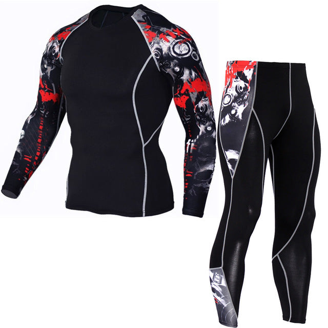 T-Shirt Men 3D Printed MMA Crossfit Muscle Shirt Leggings Base Layer Tight Tops
