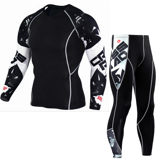 T-Shirt Men 3D Printed MMA Crossfit Muscle Shirt Leggings Base Layer Tight Tops