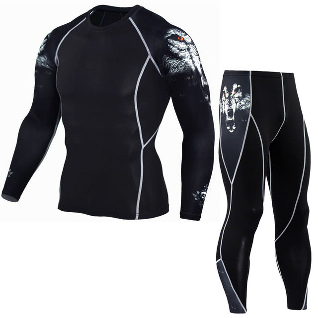 T-Shirt Men 3D Printed MMA Crossfit Muscle Shirt Leggings Base Layer Tight Tops