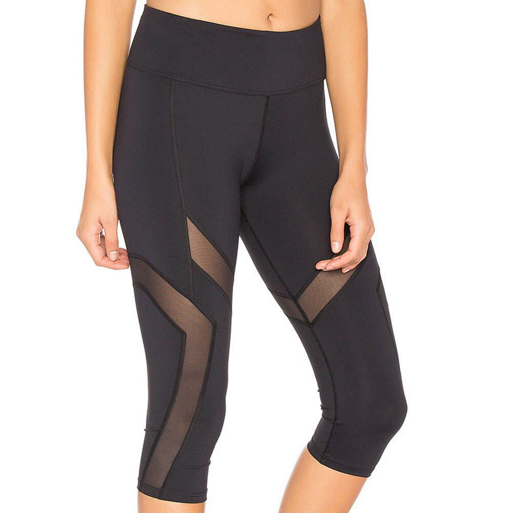 Women Breathable Skinny Yogs Shorts Patchwork Mesh